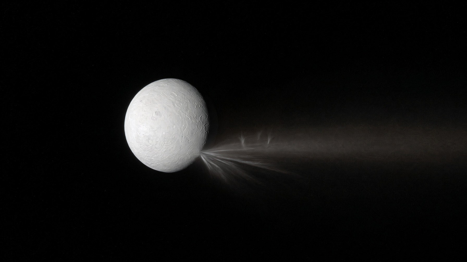 Enceladus venting ice plumes into Saturn’s E ring
