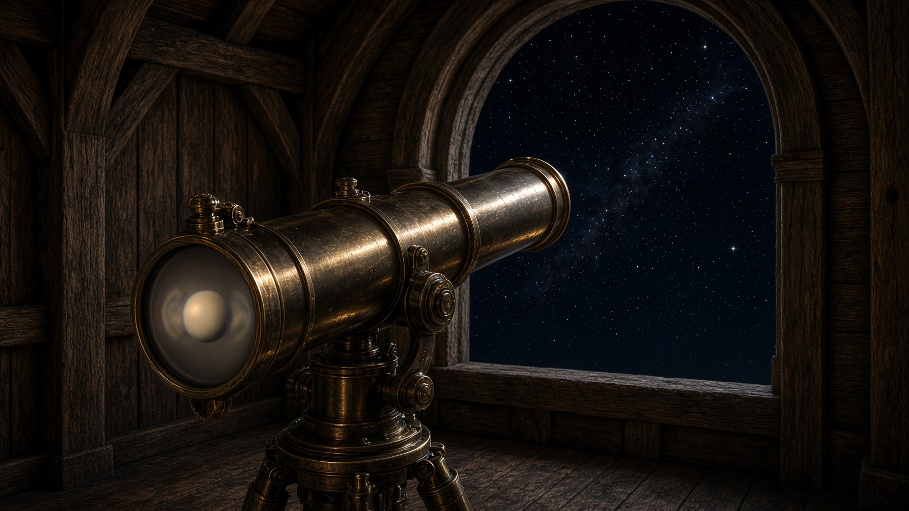 Illustration of Galileo’s tube turned on Saturn