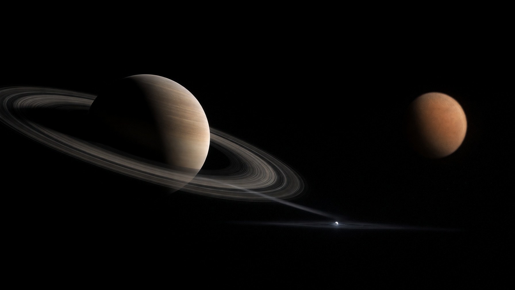 Saturn as a system of rings and moons, resolved into many bodies